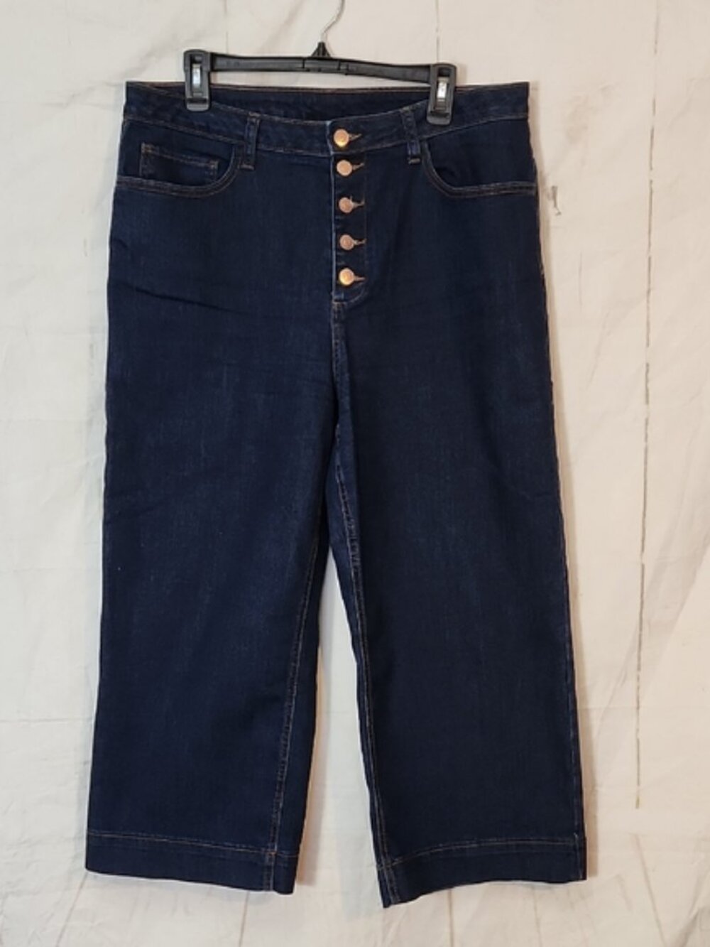 Time And Tru Button Front Highrise Wide Leg Cropped Jeans